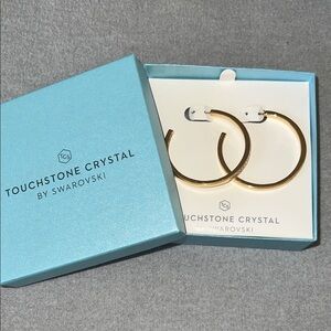 Swarovski Touchstone Crystal Gold Hoop Earrings